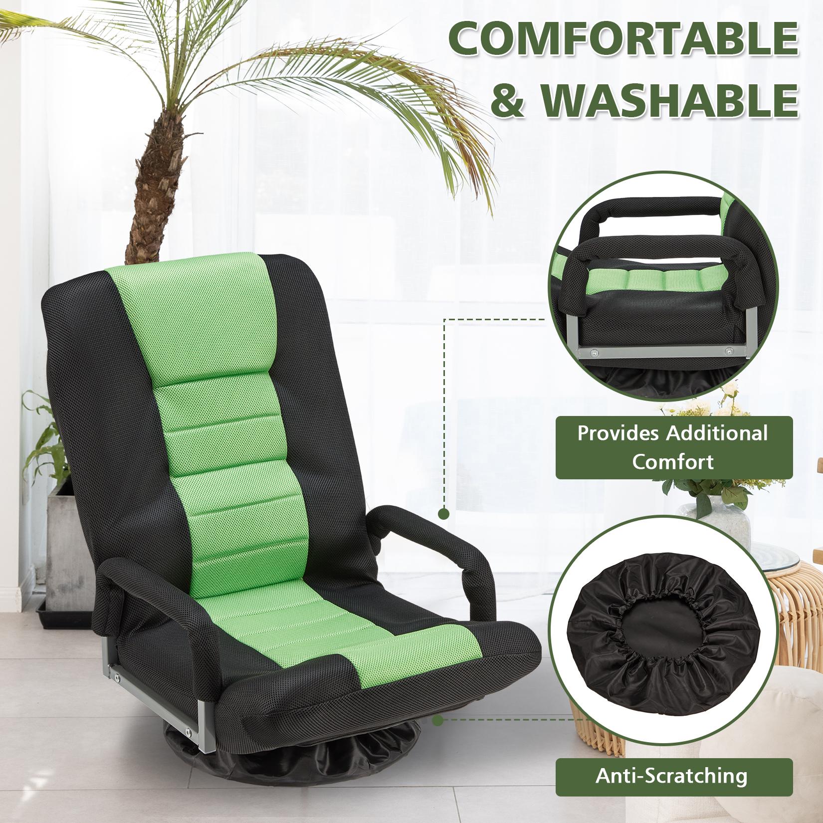 Avocahom Swivel Floor Gaming Chair w/Armrests and 6 Adjustable Postion Backrest