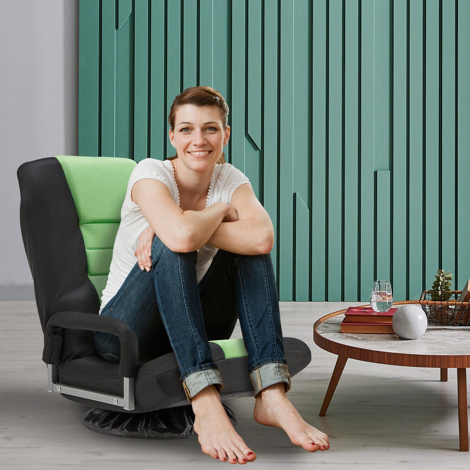 Avocahom Swivel Floor Gaming Chair w/Armrests and 6 Adjustable Postion Backrest