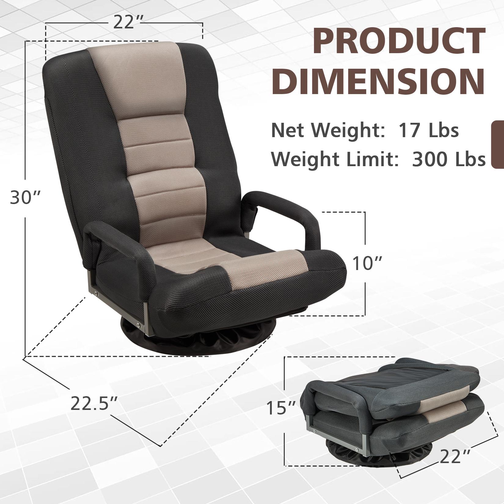 Avocahom Swivel Floor Gaming Chair w/Armrests and 6 Adjustable Postion Backrest
