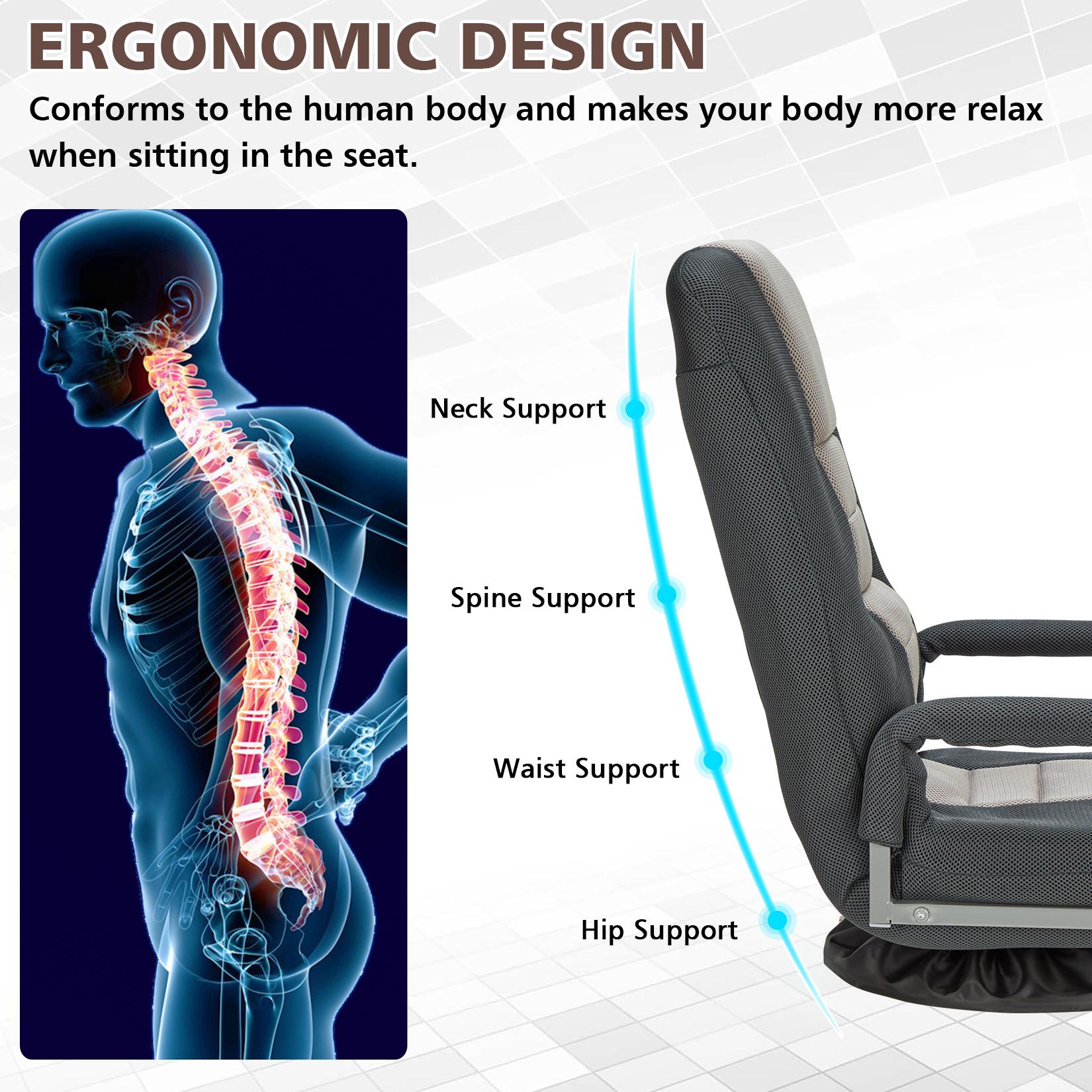 Avocahom Swivel Floor Gaming Chair w/Armrests and 6 Adjustable Postion Backrest