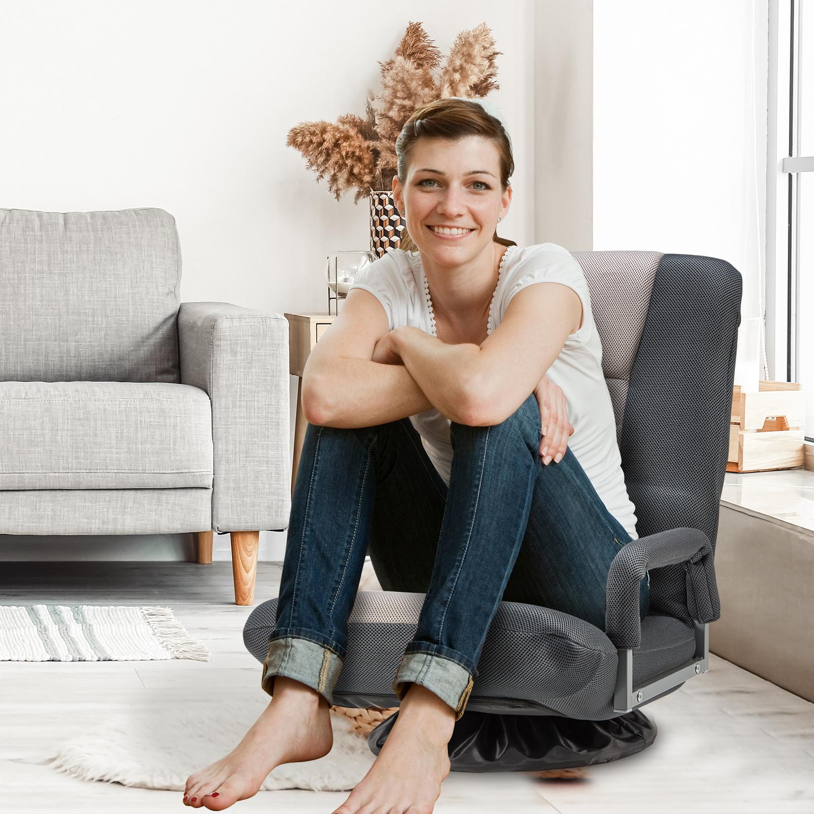 Avocahom Swivel Floor Gaming Chair w/Armrests and 6 Adjustable Postion Backrest