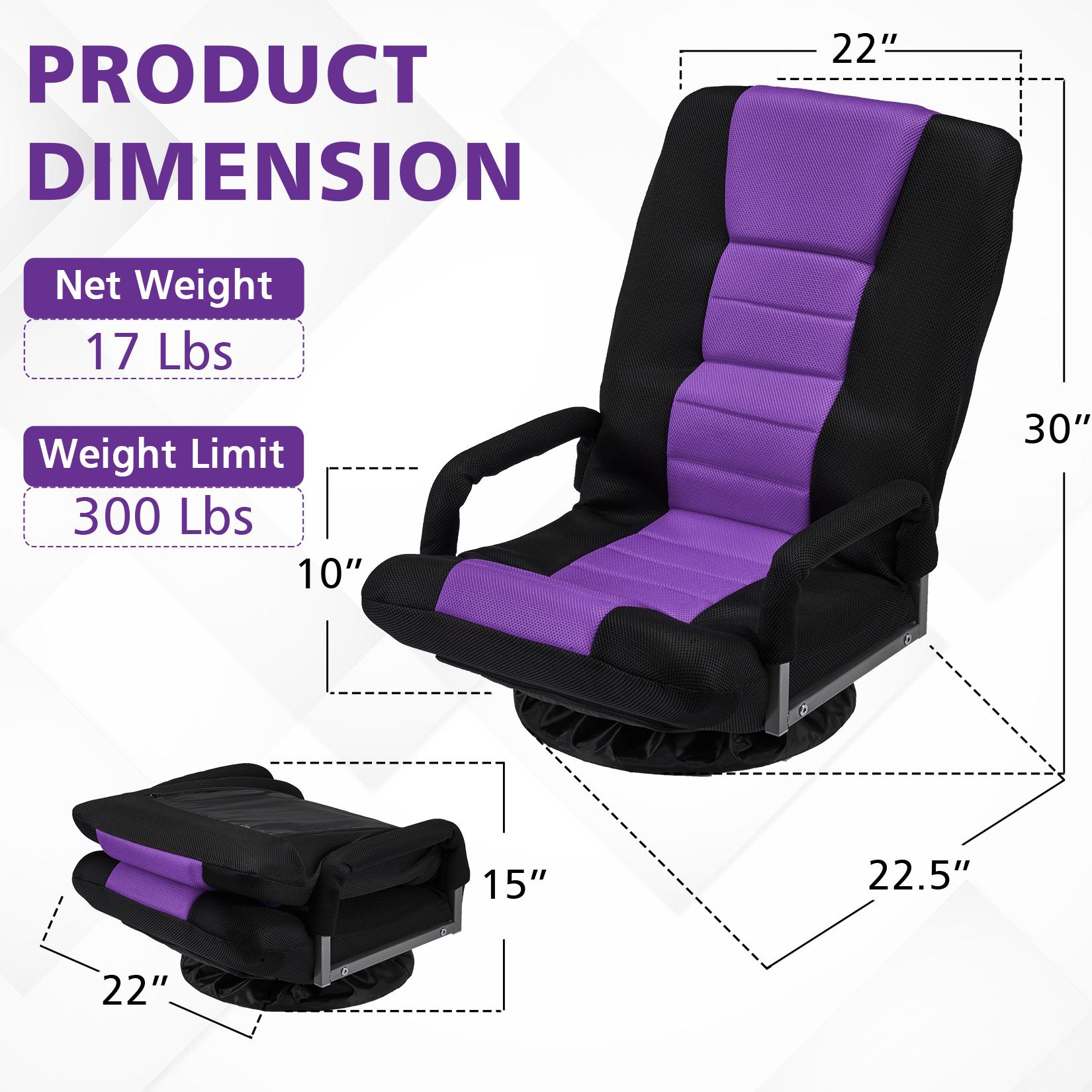 Avocahom Swivel Floor Gaming Chair w/Armrests and 6 Adjustable Postion Backrest