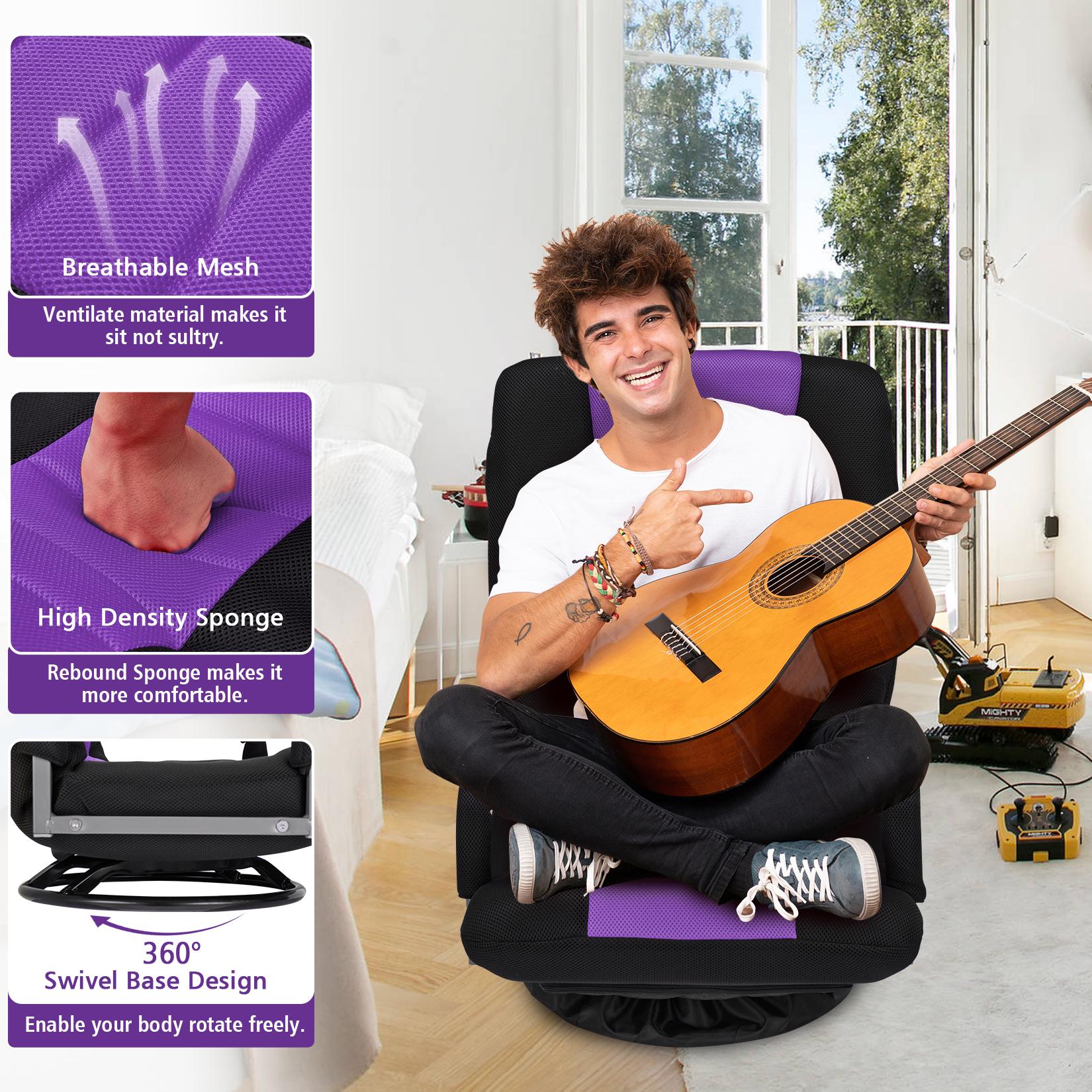 Avocahom Swivel Floor Gaming Chair w/Armrests and 6 Adjustable Postion Backrest