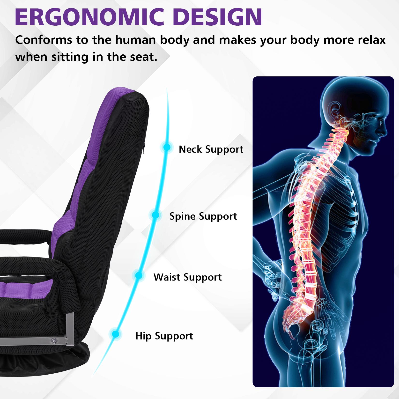 Avocahom Swivel Floor Gaming Chair w/Armrests and 6 Adjustable Postion Backrest