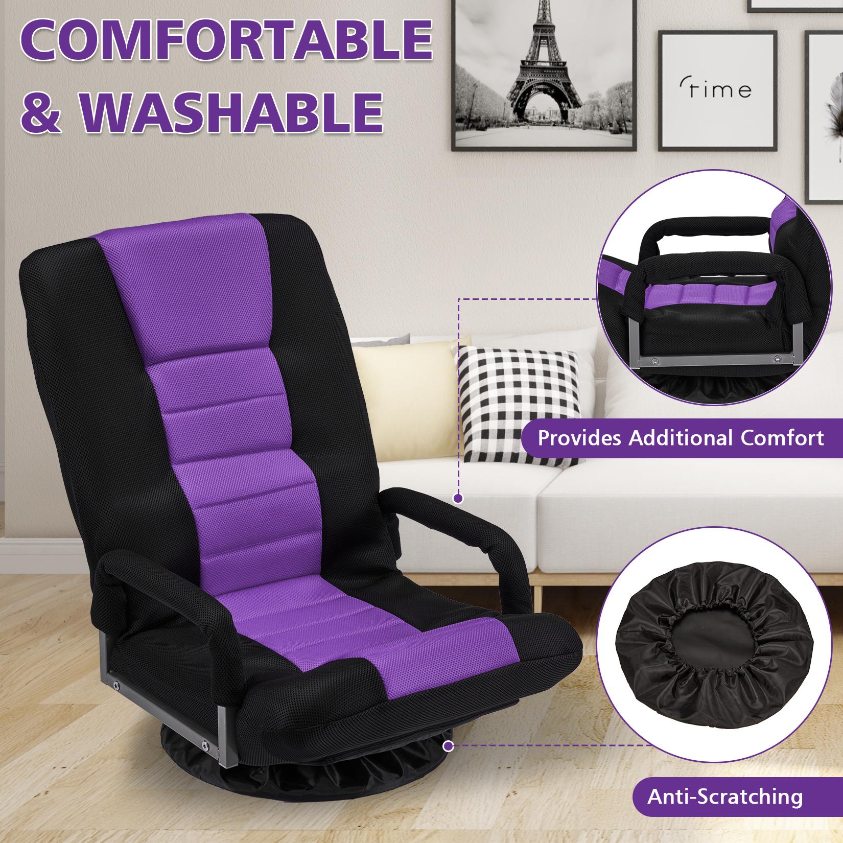 Avocahom Swivel Floor Gaming Chair w/Armrests and 6 Adjustable Postion Backrest