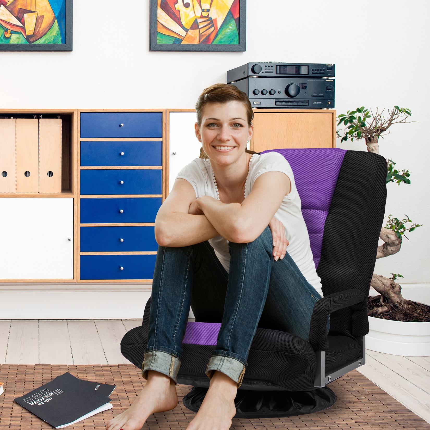 Avocahom Swivel Floor Gaming Chair w/Armrests and 6 Adjustable Postion Backrest