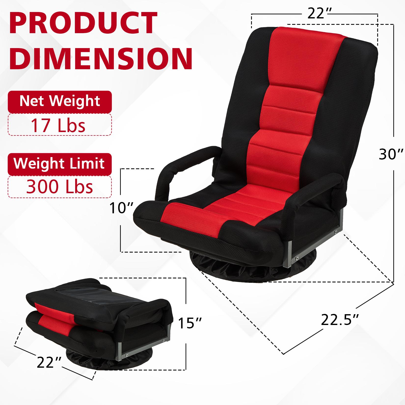 Avocahom Swivel Floor Gaming Chair w/Armrests and 6 Adjustable Postion Backrest