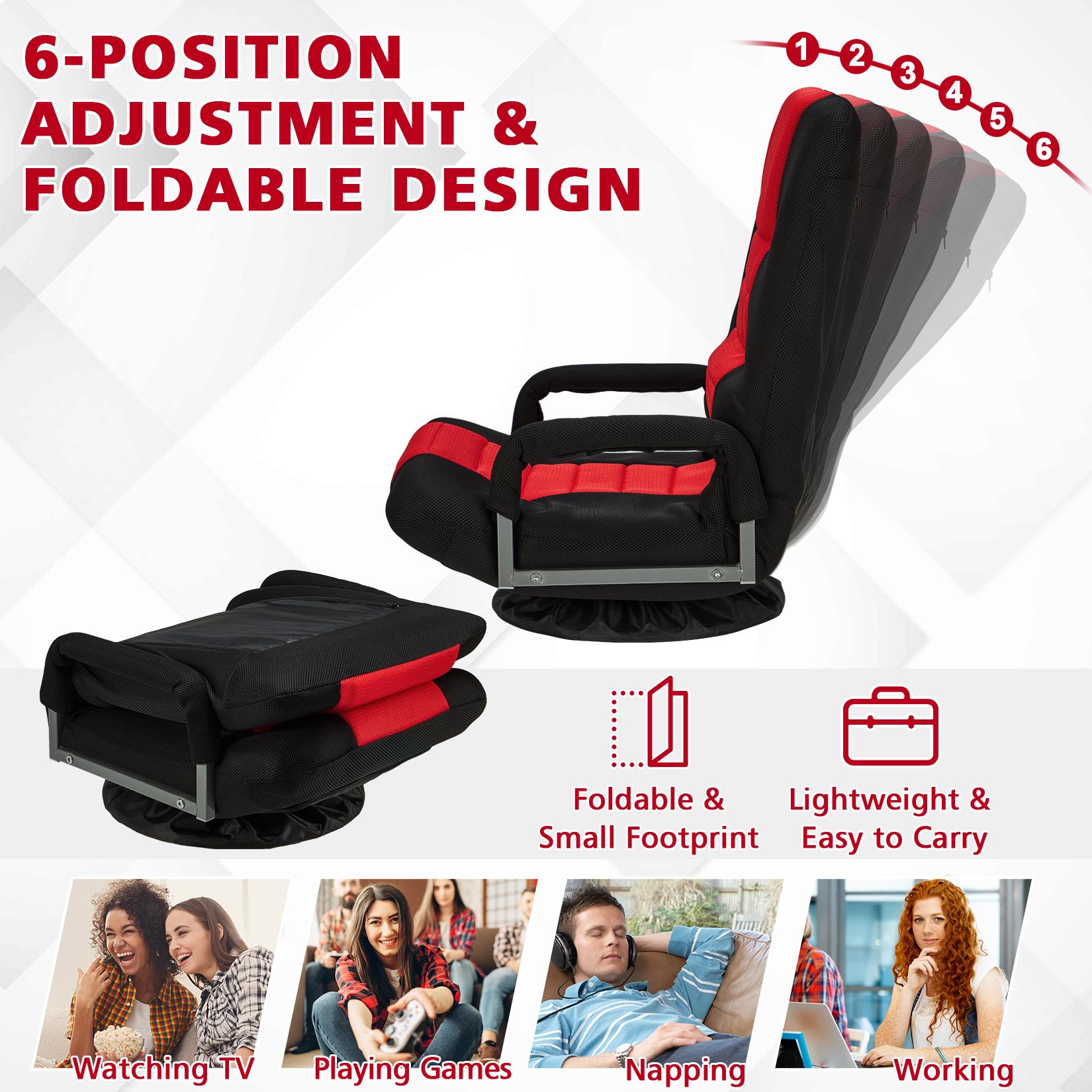 Avocahom Swivel Floor Gaming Chair w/Armrests and 6 Adjustable Postion Backrest