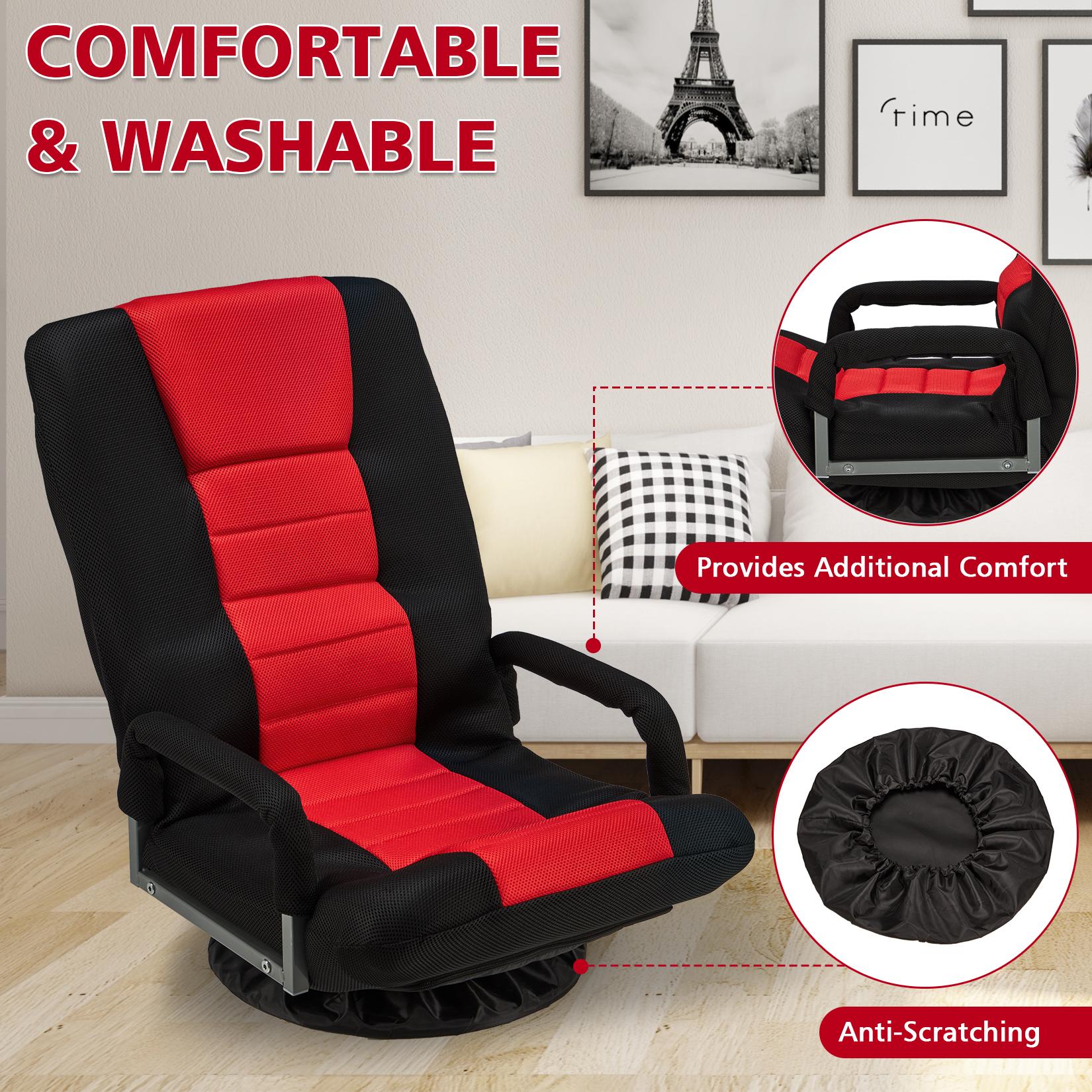 Avocahom Swivel Floor Gaming Chair w/Armrests and 6 Adjustable Postion Backrest