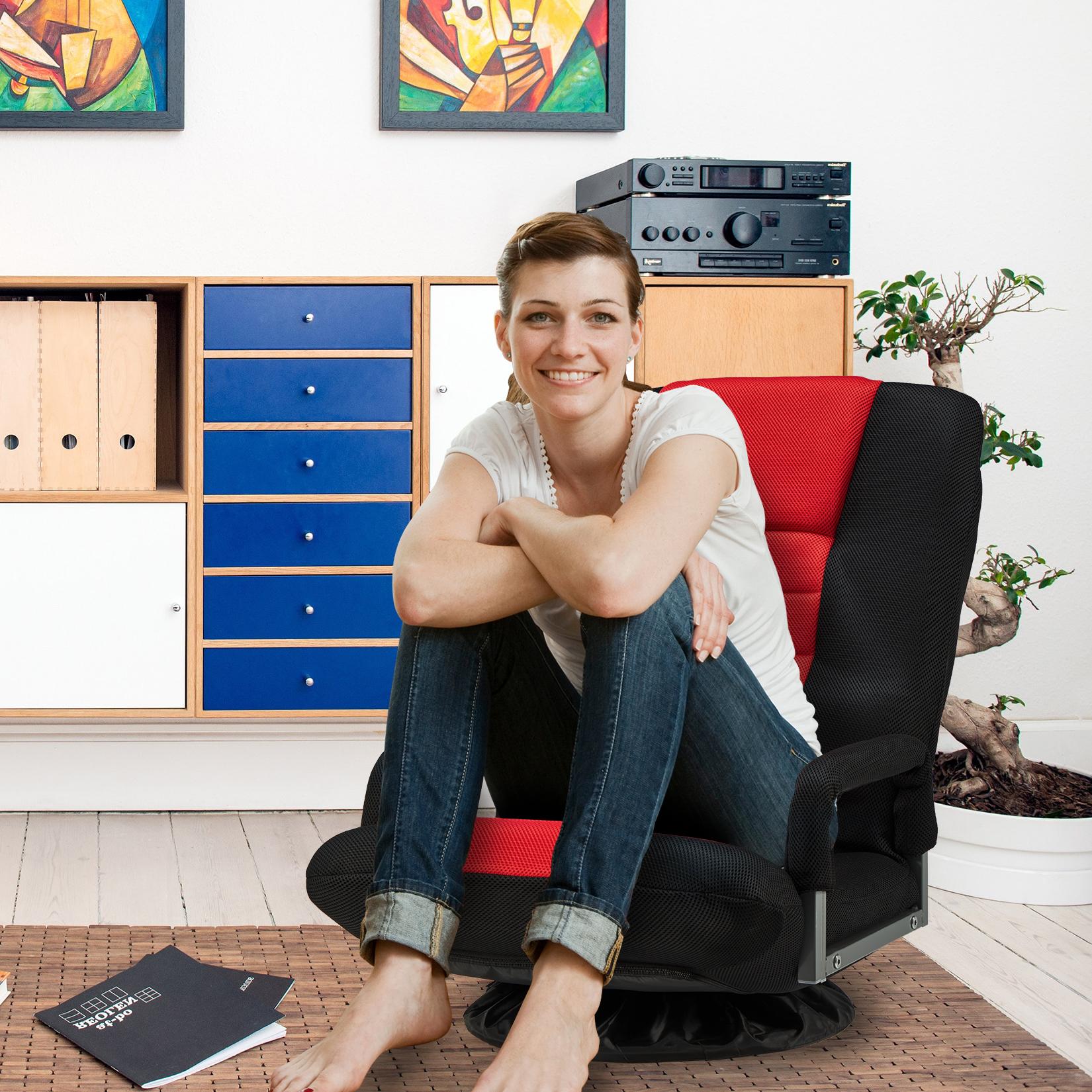 Avocahom Swivel Floor Gaming Chair w/Armrests and 6 Adjustable Postion Backrest