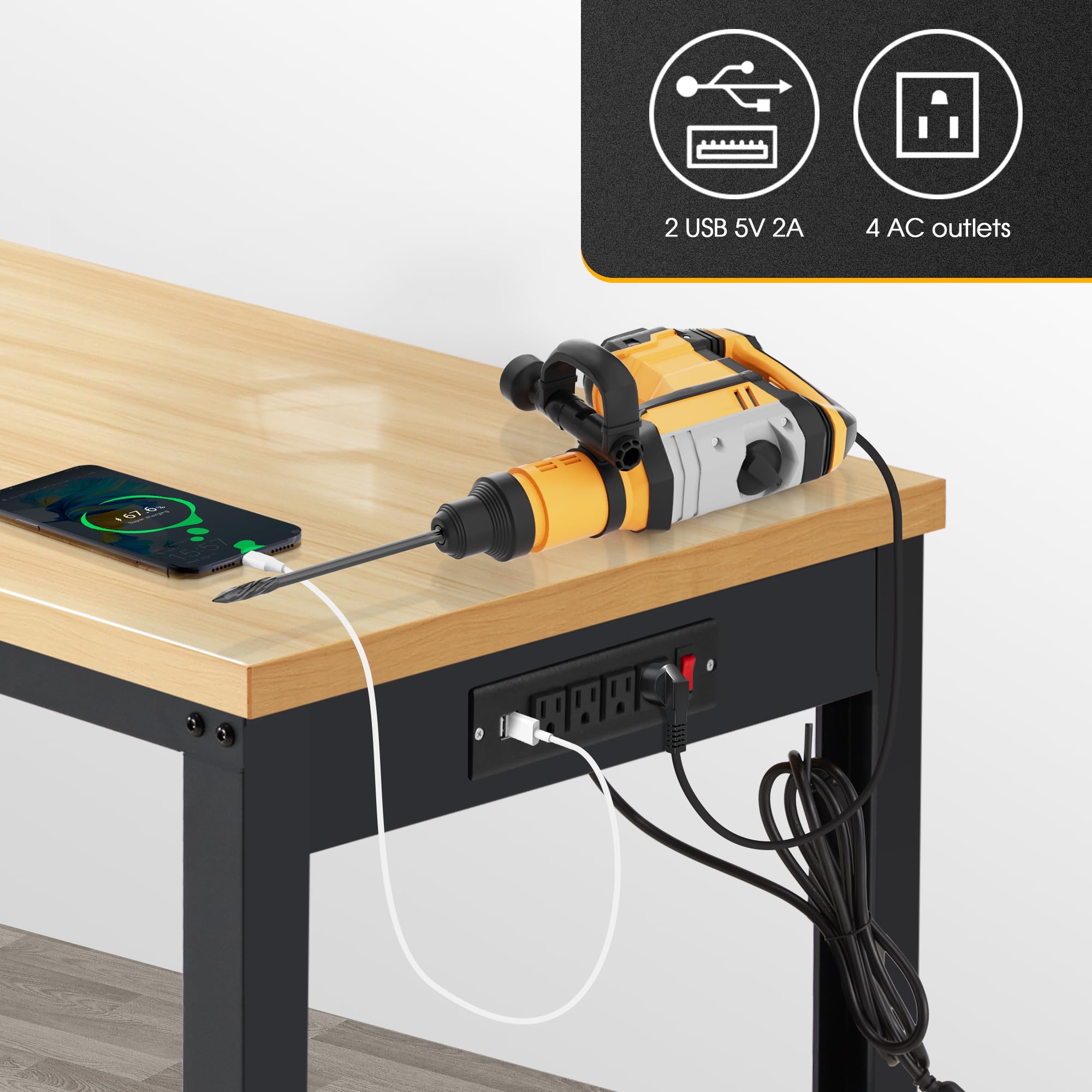 AHB® Adjustable Workbench，Heavy Duty Wood Work Bench 2000 Lbs Load Capacity