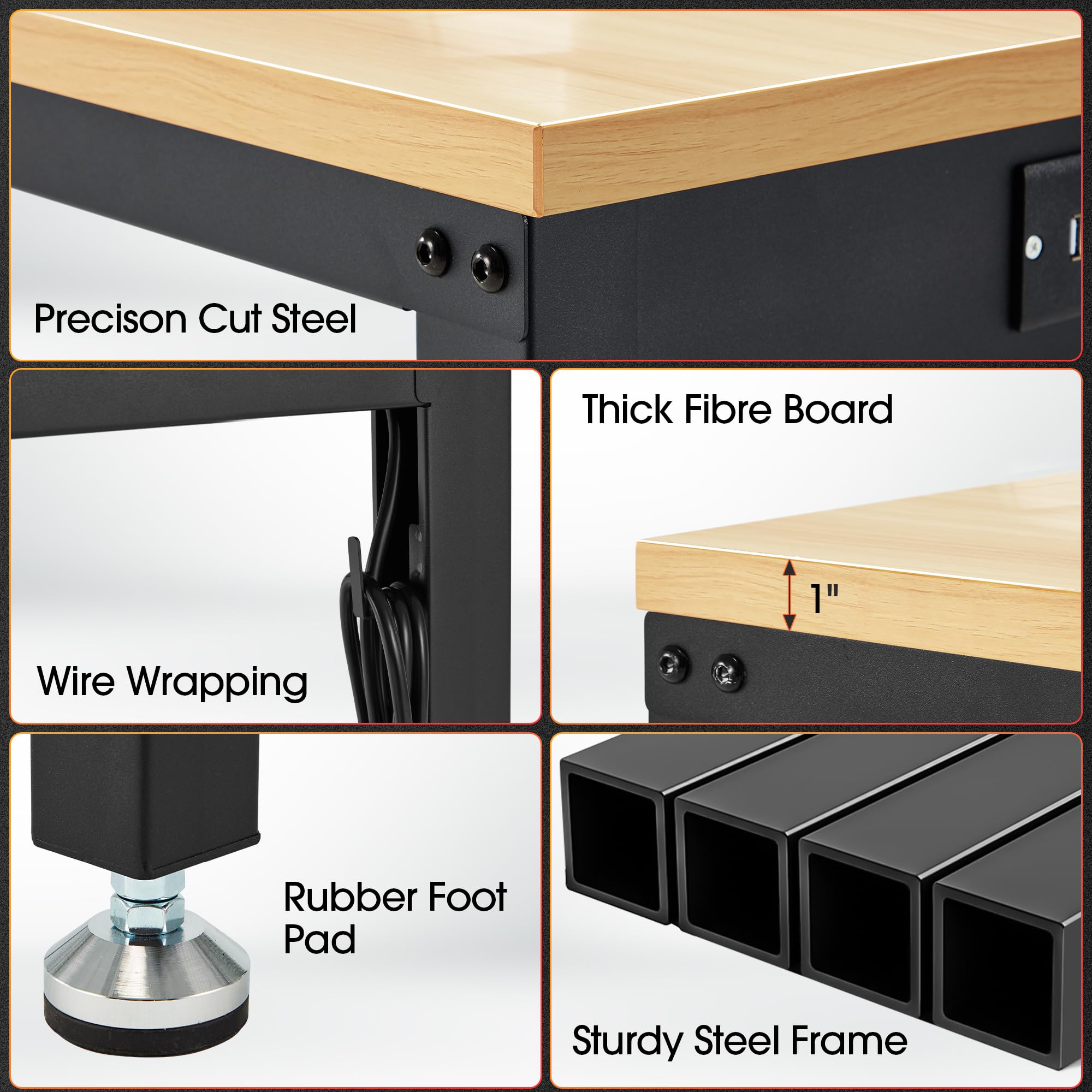 AHB® Adjustable Workbench，Heavy Duty Wood Work Bench 2000 Lbs Load Capacity
